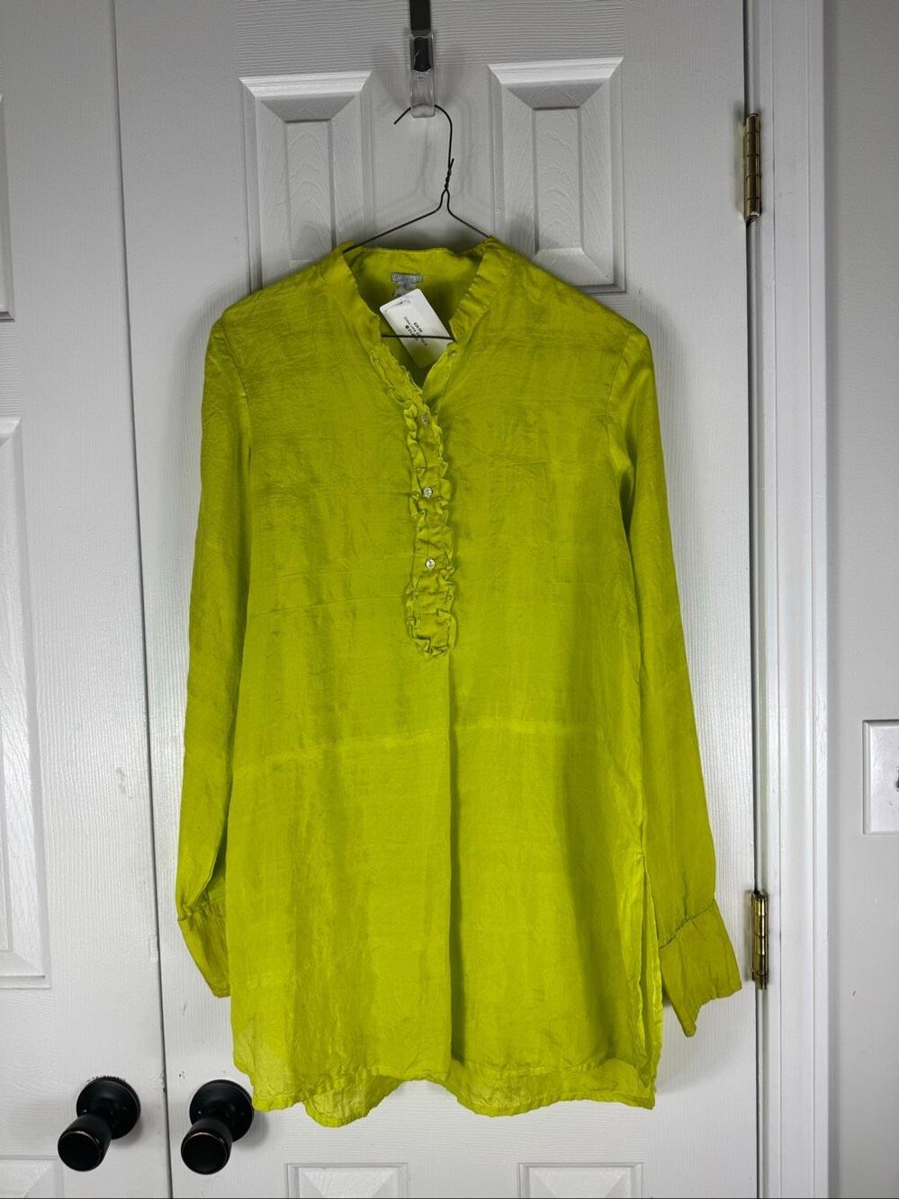 NWOT Dosa Womens Lime Green Silk Tunic Blouse Size 2